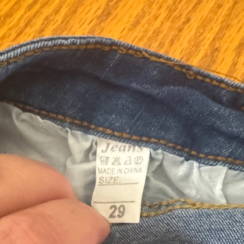 Blue Stretch Skinny Jeans with Animal Print Accents - Picture 4 of 10